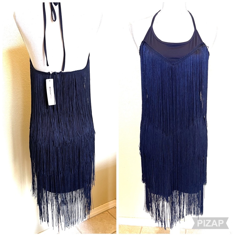 FashionMia Fringe Halter Dress